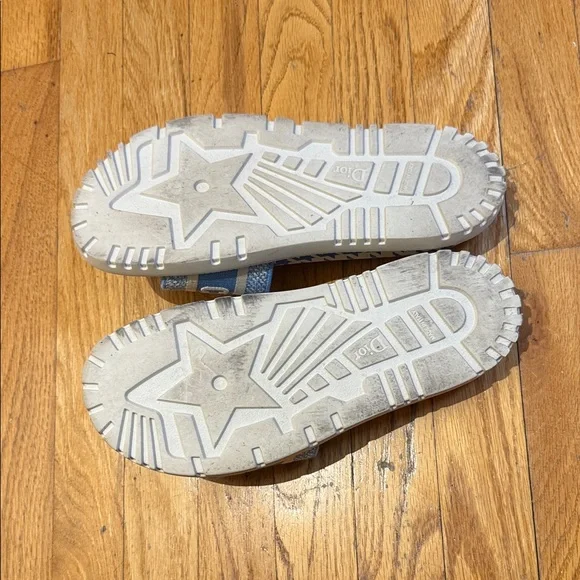 Christian Dior Women Blue Patterned Slide Sandals, worn once